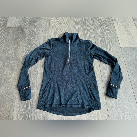 Lululemon Outrun 1/2 Zip in Running Luon Spray Jacquard Alberta Lake Black - Picture 3 of 8